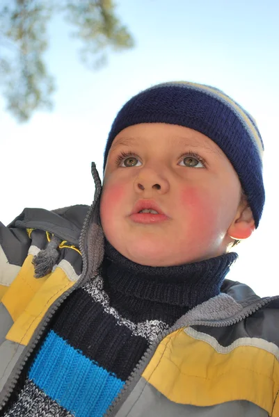 Yakışıklı bir çocuk portresi açık havada. — Stok fotoğraf