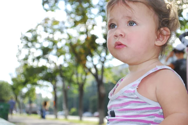 Little funny girl on the street. — 스톡 사진