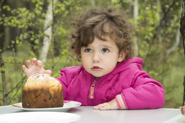 Little girl on a picnic. — Stock Photo, Image
