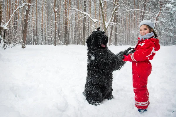 Vintern Snön Faller Den Snöiga Skogen Två Lilla Flicka Spela — Stockfoto
