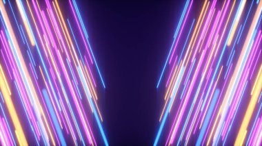 Neon abstract background with carved glowing lines - 3d rendering