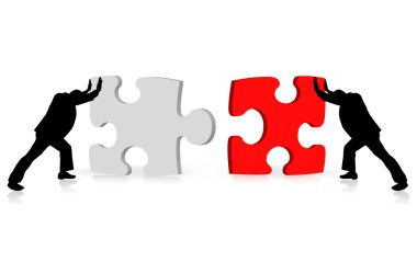 Business concept of achievement of success illustrated via puzzle togetherness