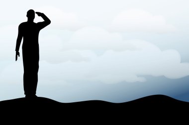 Bir askerin silueti selamlıyor