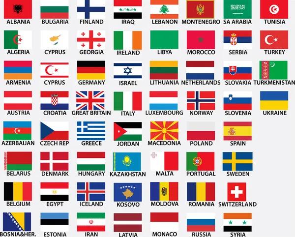 Nationale vlaggen van alle Europese landen — Stockvector