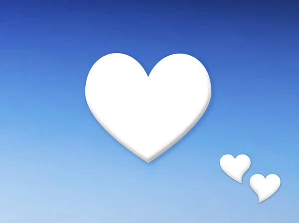 The Valentine 's Day heart rising into blue sky as cloud — стоковый вектор