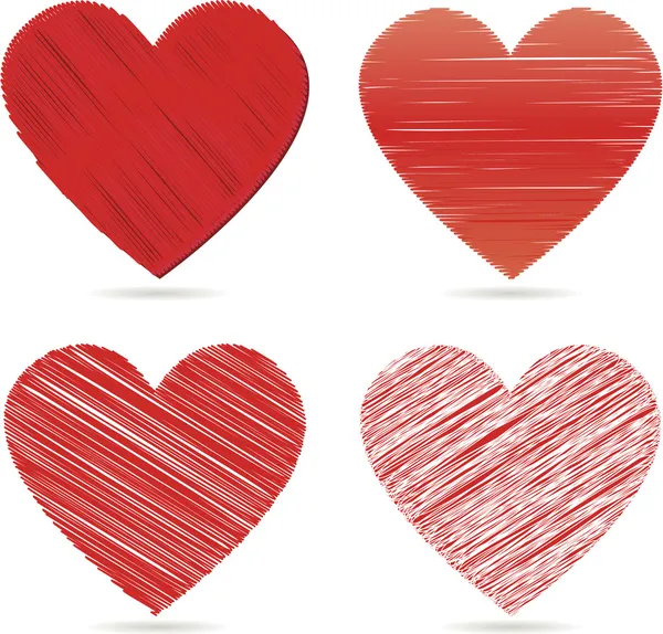 Red vector hearts for valentines day — Stock Vector