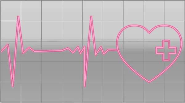 Battements de coeur d'un cœur sain sur gris — Image vectorielle