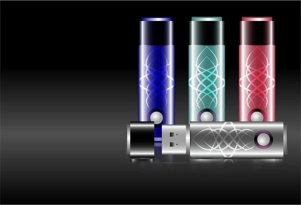 USB-накопитель флэш-памяти, портативный хранения — стоковый вектор