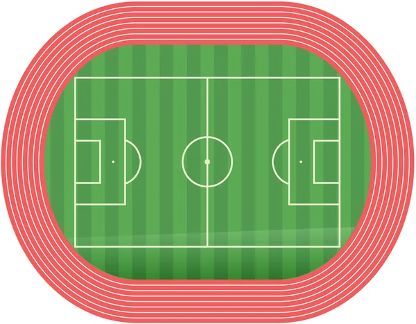 Campo de futebol vetor de arremesso com pista de corrida —  Vetores de Stock