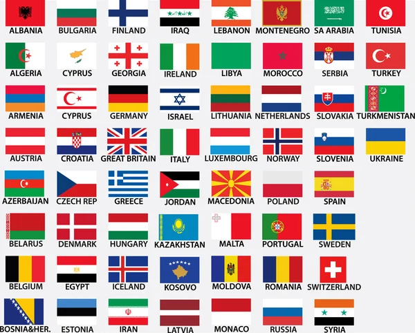 Banderas nacionales de todos los países europeos — Vector de stock