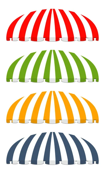 Four different colored vector awnings — Stock Vector