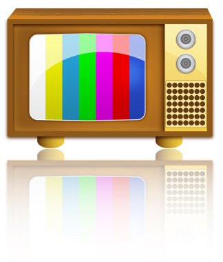 Televizyon ahşap çerçeveli ve iki düğmeli.