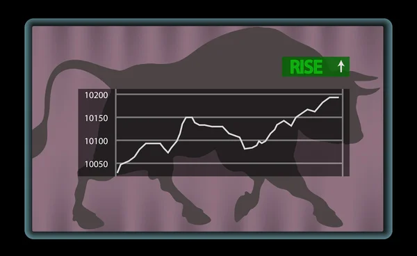 Gráfico de acciones en la bolsa de valores con indicador de aumento verde — Archivo Imágenes Vectoriales