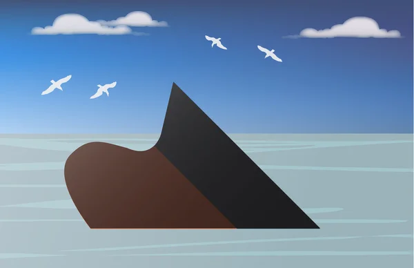 Een vaartuig van ruwe olie zinken in de zee — Stockvector