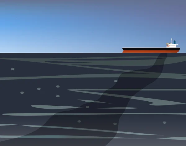 Oljeutsläppet utanför ett fartyg av råolja — Stock vektor