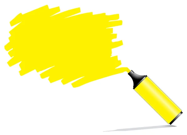 Highlighter pen with scribbles on a blank piece of paper — Stock Vector