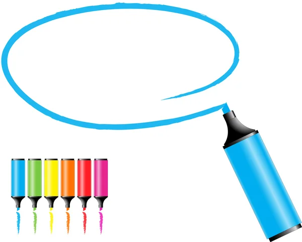Marker-Stifte mit einem ausgewählten Bereich — Stockvektor