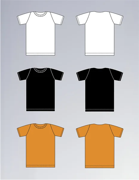 Vit, svart, orange T-shirt design mallar (fram- och baksida) — Stock vektor