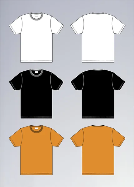 Designvorlagen für weiße, schwarze und orangefarbene T-Shirts (vorne und hinten)) — Stockvektor