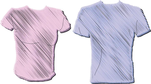 T-shirt uomo e donna in rosa e blu — Vettoriale Stock