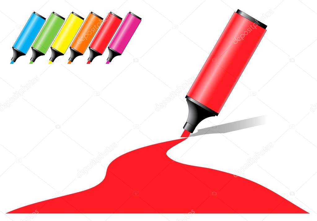 marker pens with a colored area in various color options