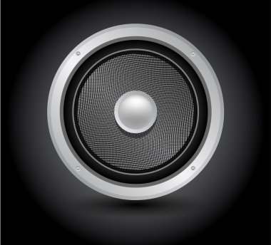 Tek hoparlör, akustik woofer simge siyah izole