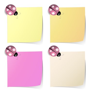 uğur böceği mıknatıs ile boş not kağıdı