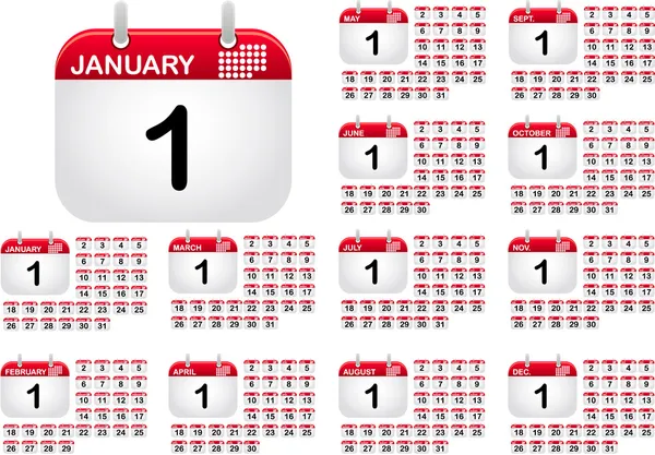 すべてヵ月、1 年のためのカレンダー ・ アイコン — ストックベクタ