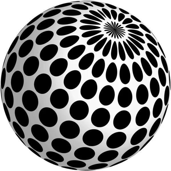 Diseño de bola 3d con puntos negros — Vector de stock