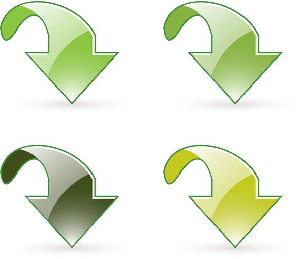 Groene knoppictogram pijl downloaden — Stockvector