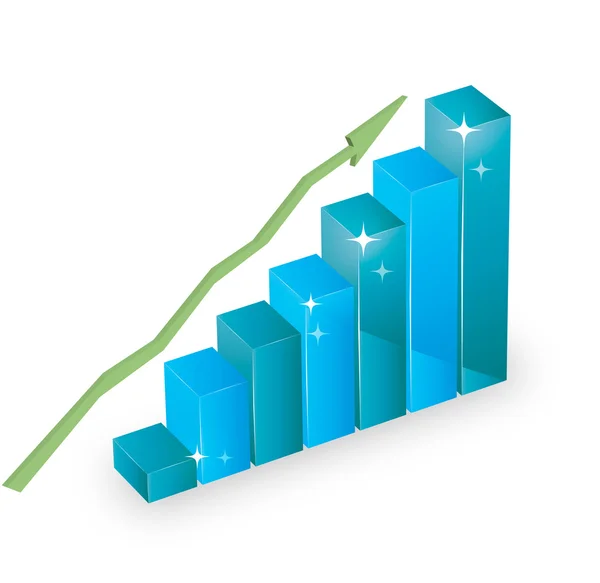 Diagrama gráfico de estatísticas de negócios com barras — Vetor de Stock