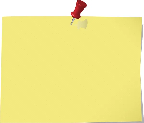 Papier à lettres épinglé, jaune canari — Image vectorielle