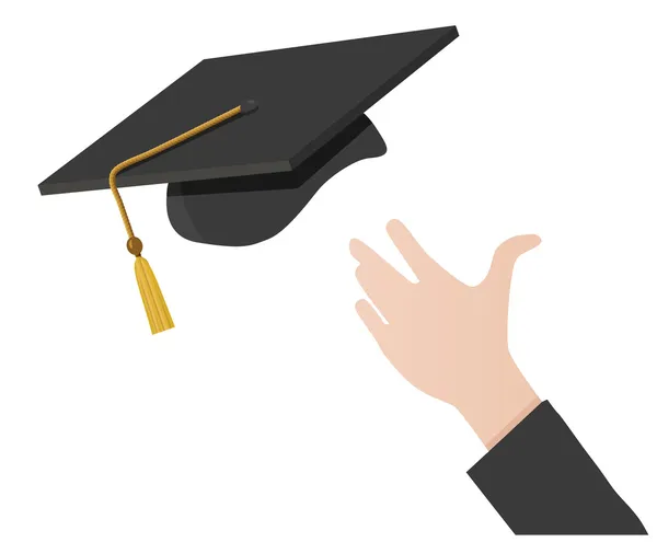 Hand Tossing a Mortarboard — Stock Vector