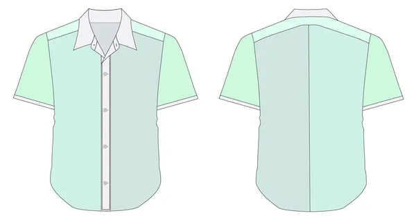 Vestido de gola camisa em tons de cor verde —  Vetores de Stock