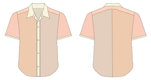 Vestido de gola camisa em tons de cor de tijolo —  Vetores de Stock