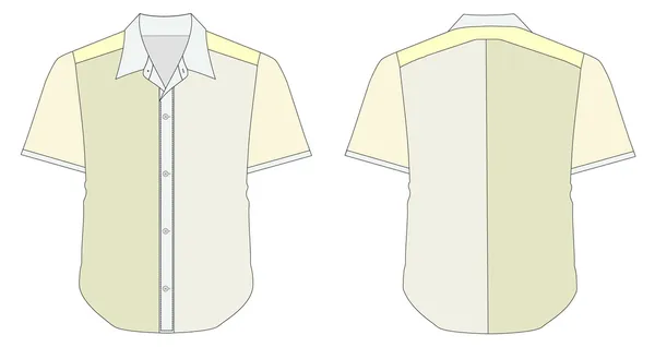 Collar Dress Shirt In Yellow Green Color Tones — Stock Vector