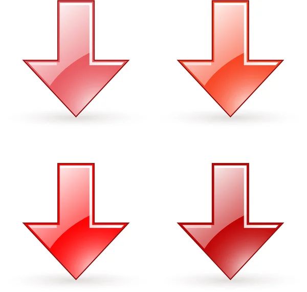 Seta baixar ícone de botão vermelho — Vetor de Stock