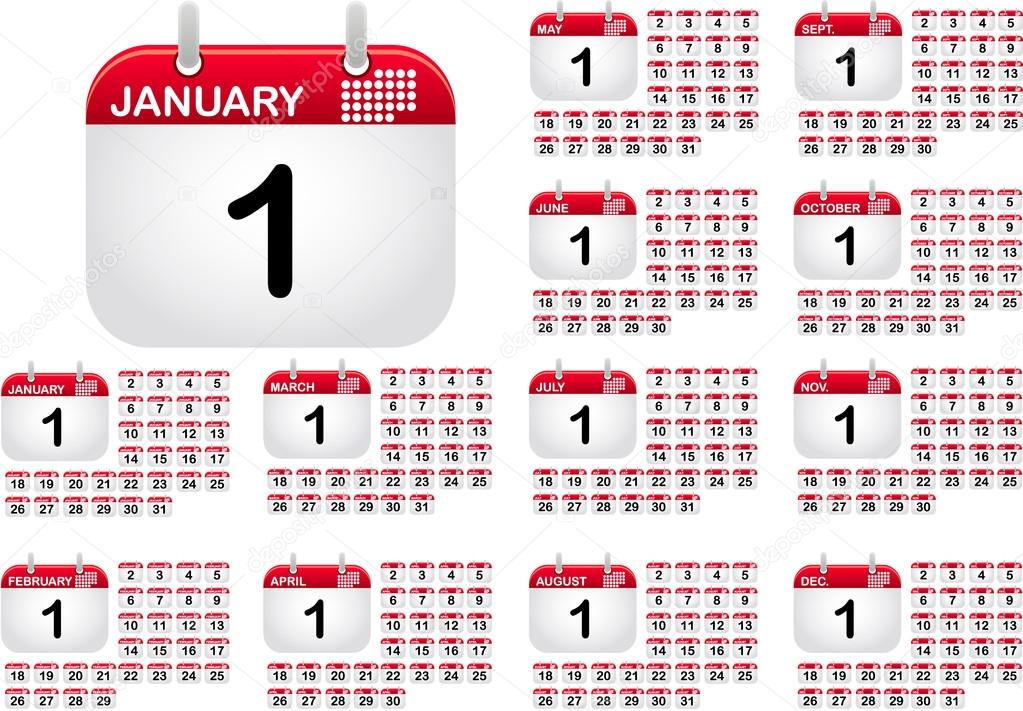 calendar icons for all monthes of the year