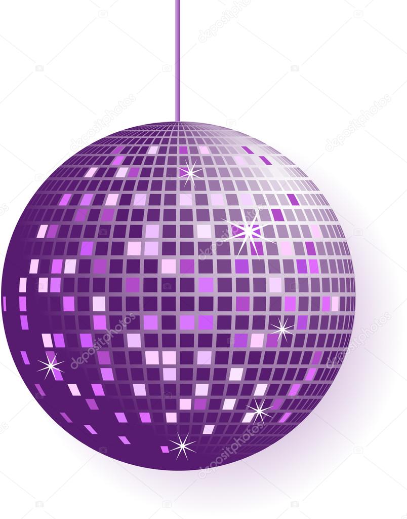 Disco ball in purple tones isolated on white