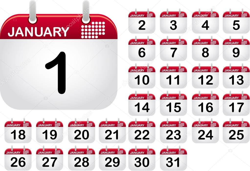 Calendar Icons for the month January