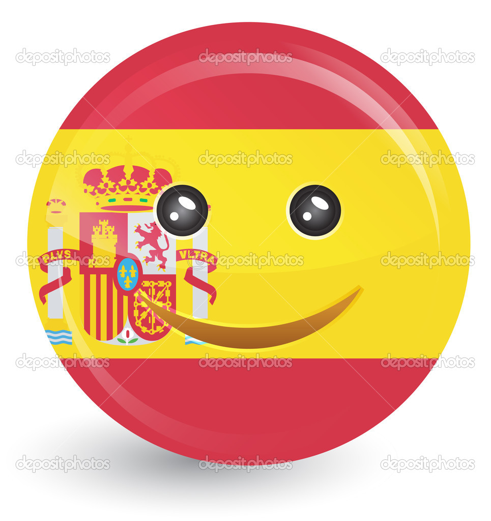Bandera de España en cara sonriente — Vector de stock ...