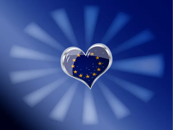 Прапор Європейського Союзу у формі серця — стоковий вектор