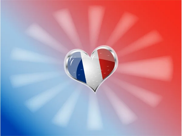 Vlag van Frankrijk in hart vorm — Stockvector