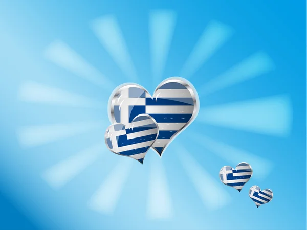 国旗的希腊在心的形状 — 图库矢量图片