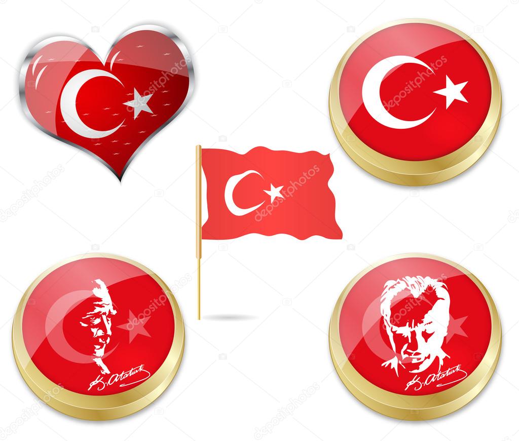 flag of turkey and Ataturk