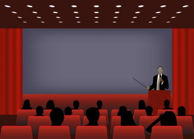 bir kişi bir iş toplantısı veya üretimi de bir sunum yapıyor