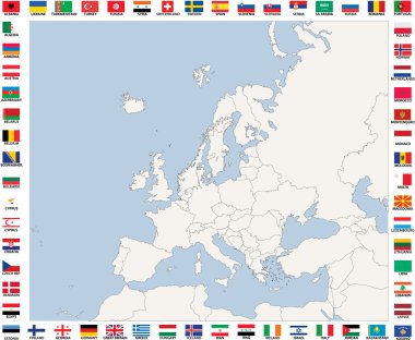 mavi ve gri tonlarda Avrupa ülkeleri Haritası