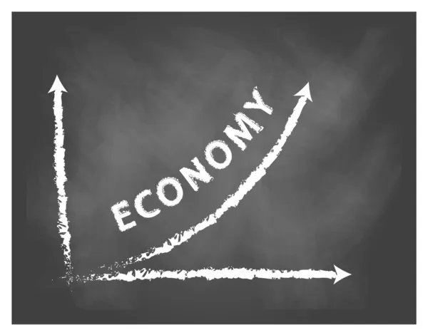 Tablica z wykresu i tekst gospodarki w pozytywnym kierunku — Wektor stockowy