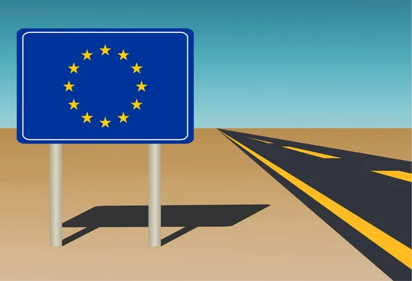 EU megjelölt út jel-a kék ég háttér — Stock Vector