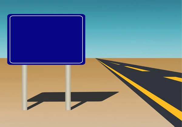 Vettore Illustrazione di un cartello stradale vuoto su sfondo cielo blu — Vettoriale Stock